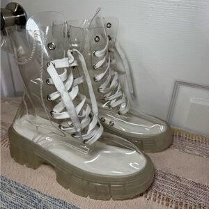 Stylish Transparent Lace-Up Boots